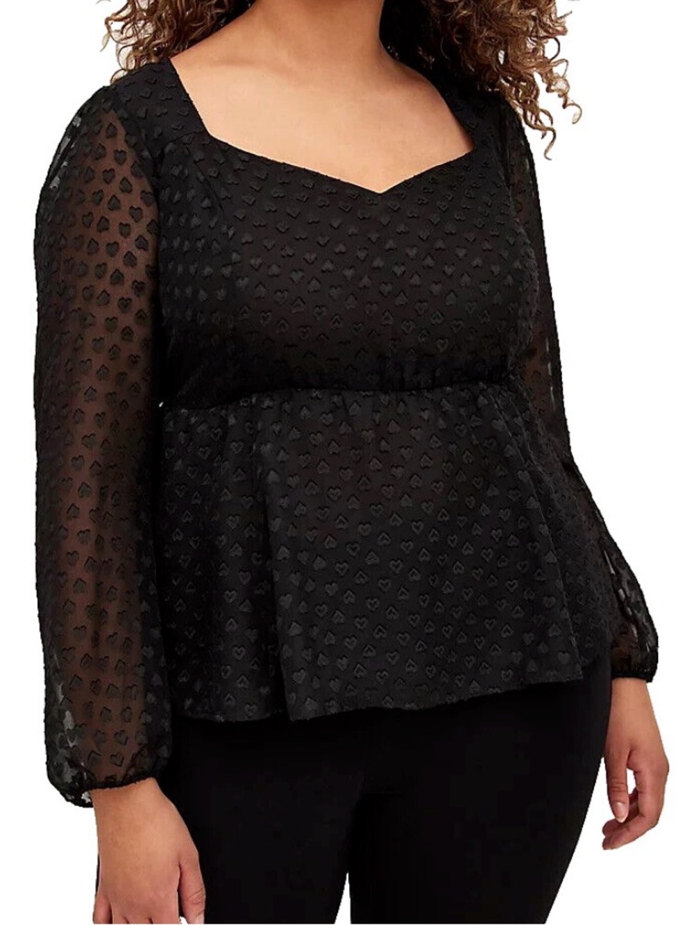 Torrid Chiffon Peplum Heart Puff Cuff Sleeve
